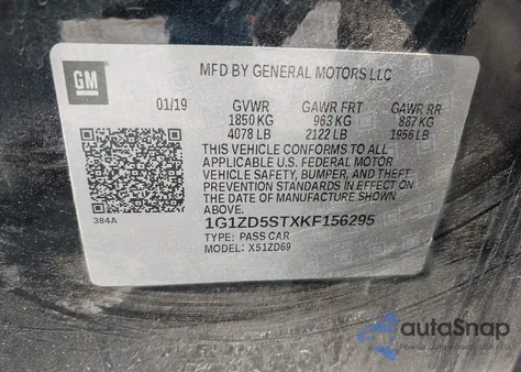 2019 Chevrolet Malibu Lt from USA, damaged, VIN 1G1ZD5STXKF156295